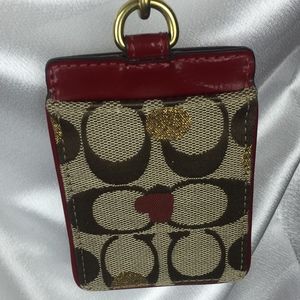 Coach Lanyard Brown/ Tan Signature Red Trim Womens